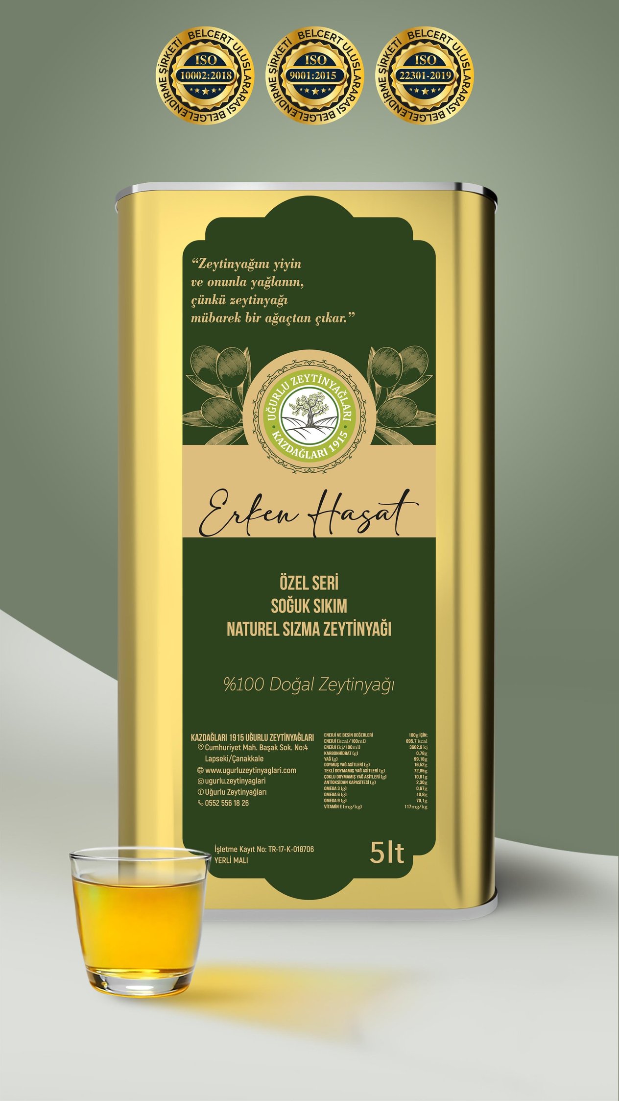 YENİ SEZON ERKEN HASAT ZEYTİNYAĞI 5 LT