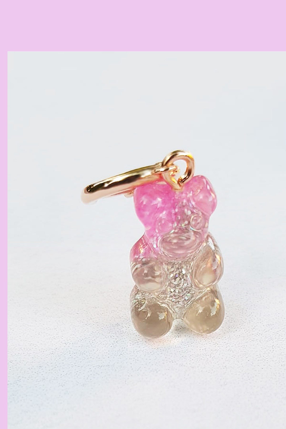 TEKLİ İTHAL PEMBE ŞEFAF JELİBON GÜMÜŞ KÜPE