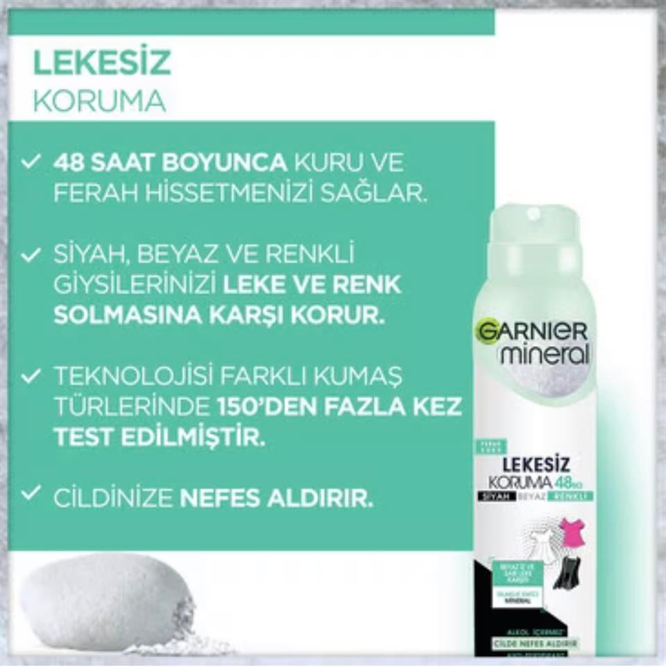 GARNİER MİNERAL LEKESİZ KORUMA DEO 150ML