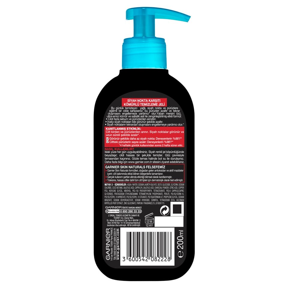 GARNİER SAF TEMİZ SİYAH NOKTA KARŞITI TEMİZLEME JEL 200ML