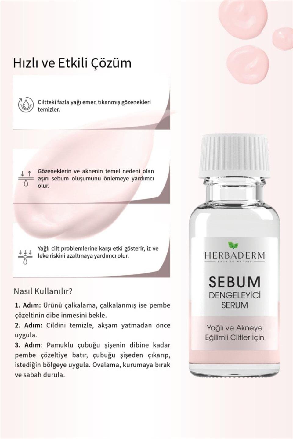 HERBADERM SEBUM DENGELEYİCİ YAĞLI VE AKNE SERUM 20 ML