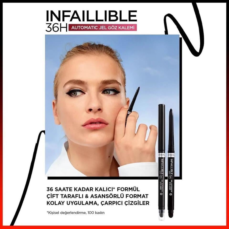 LOREAL PARİS İNFAİLLABLE AUTOMATİC JEL GÖZ KALEMİ- YOĞUN SİYAH