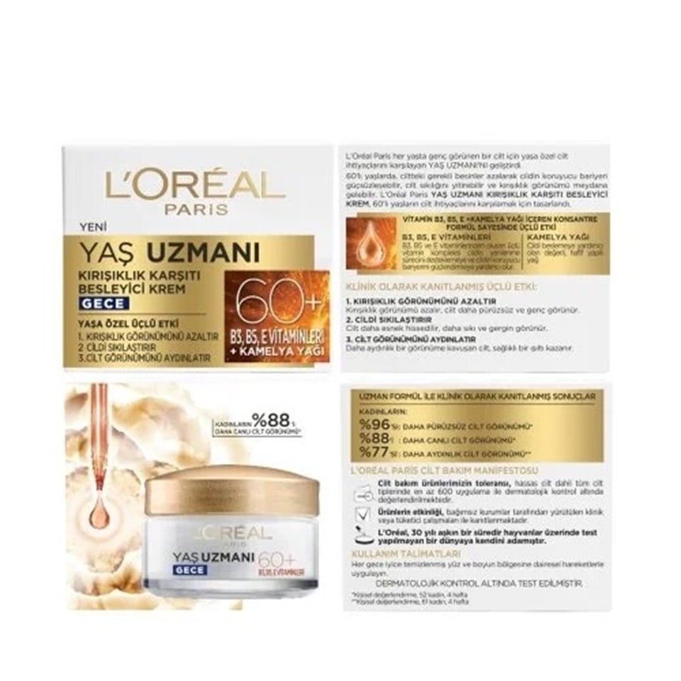 LOREAL PARİS YAŞ UZMANI 60+ BESLEYİCİ KIRIŞIK KARŞITI KREM