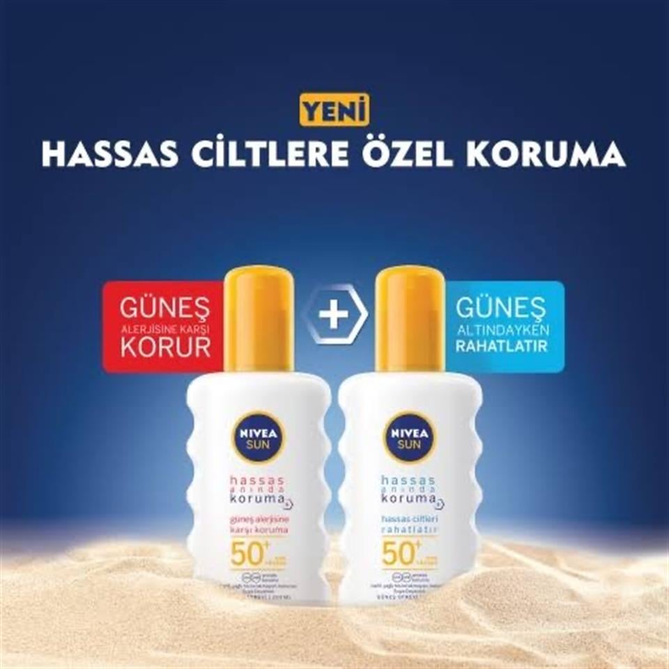 NİVEA SUN HASSAS ANINDA KORUMA GÜNEŞ ALERJİSİNE KARŞI GÜNEŞ SPREYİ 50+ GKF 200 ML