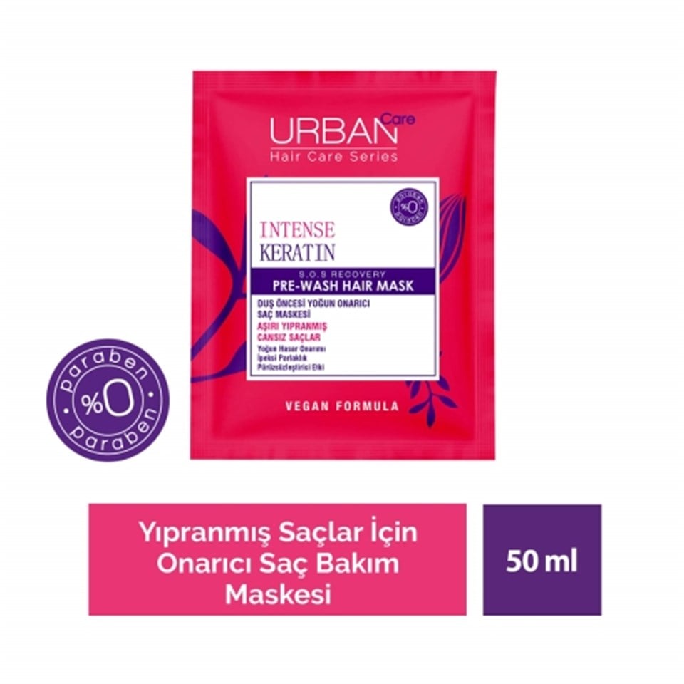 URBAN CARE İNTENSE KERATİN YOĞUN HASAR ONARICI DUŞ ÖNCESİ SAÇ BAKIM MASKESİ 50ML