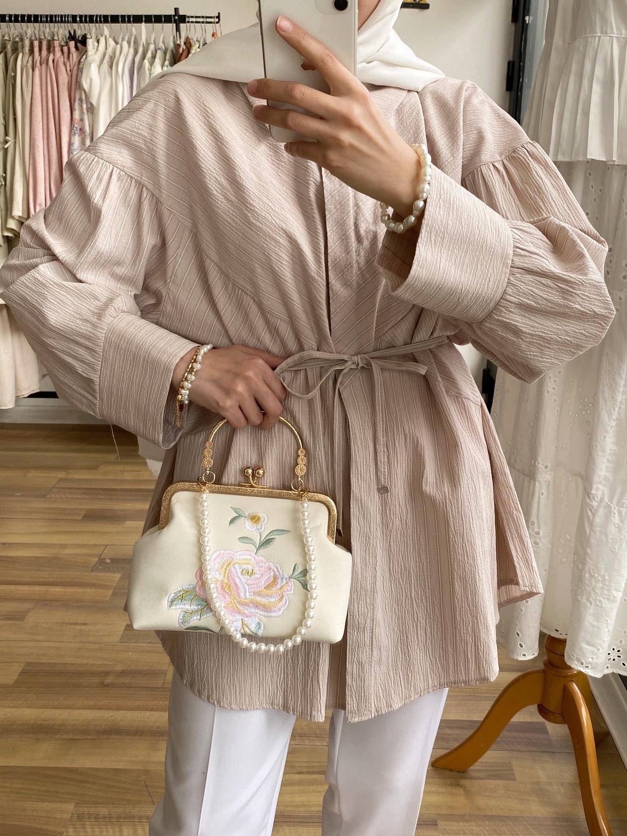Geniş Manşet Çizgili Oversize Gömlek