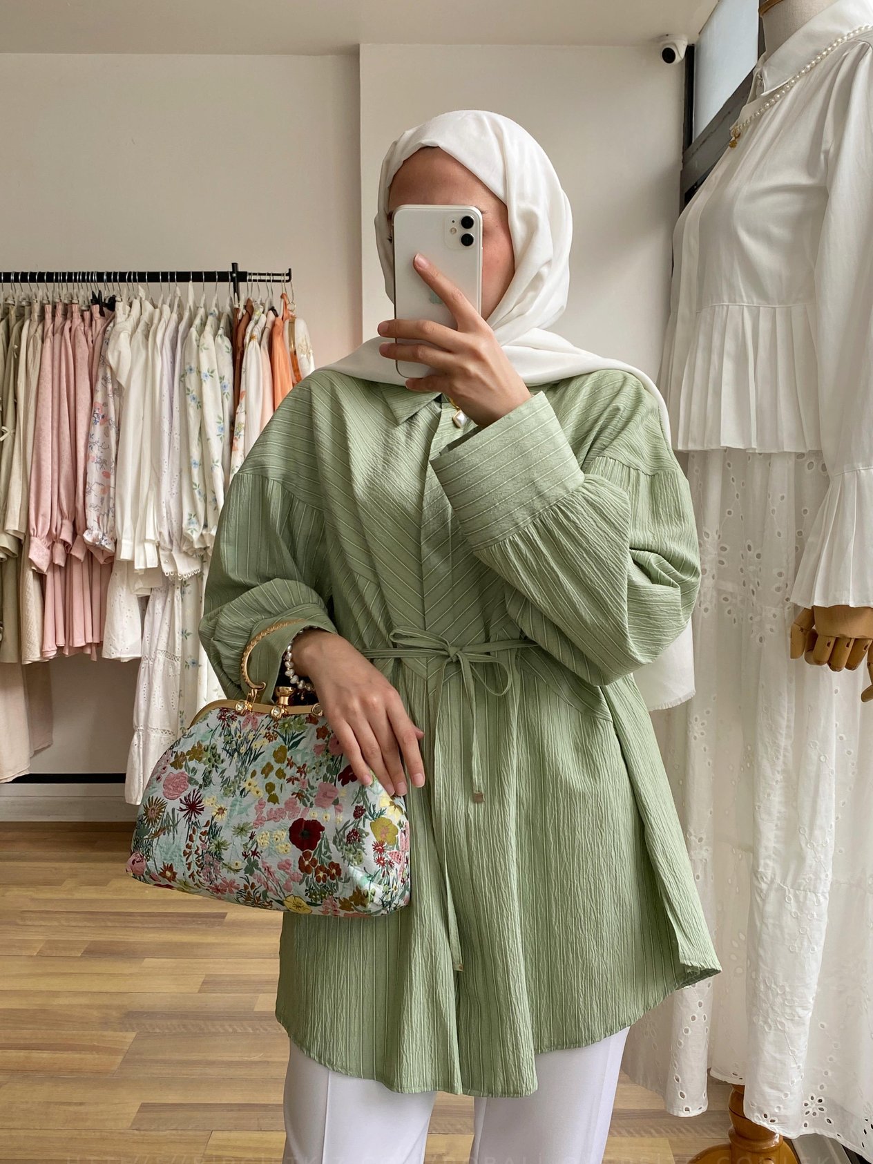 Geniş Manşet Çizgili Oversize Gömlek