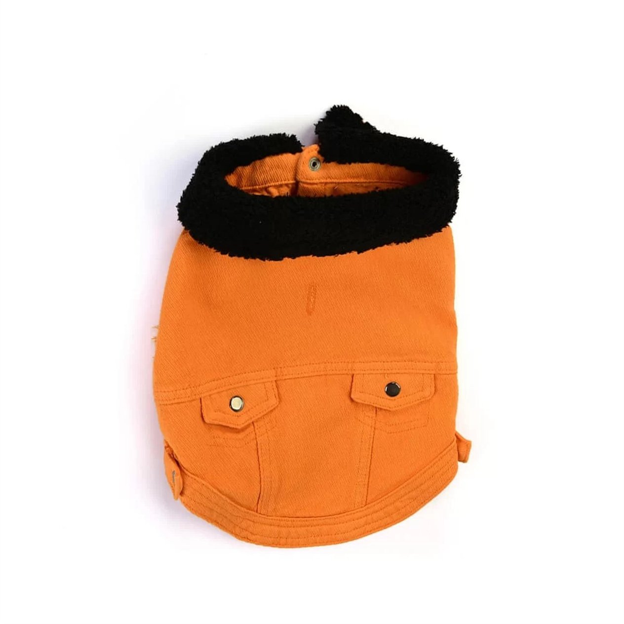 Turuncu Denim Kürklü Köpek Ceketi