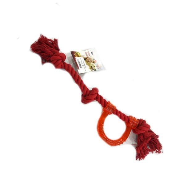 EuroDog Diş İpi Plastik Saplı Kırmızıi Üç Düğümlü 45 Cm