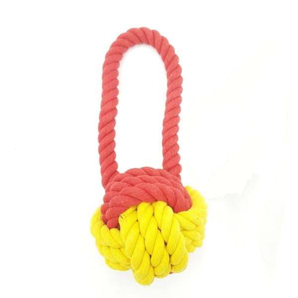EuroDog Diş İpi Sarı Kırmızı İp Örme Topuzlu 18 Cm