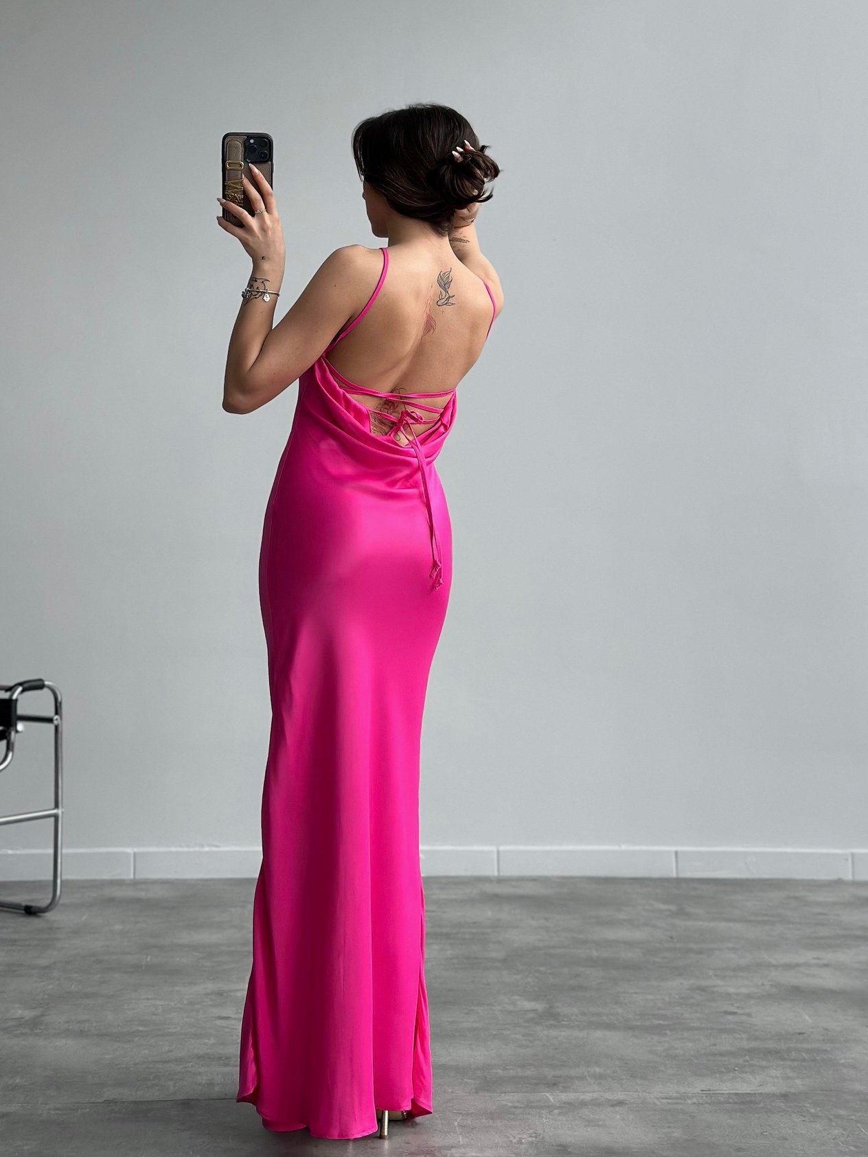  Penum Pembe Saten Elbise