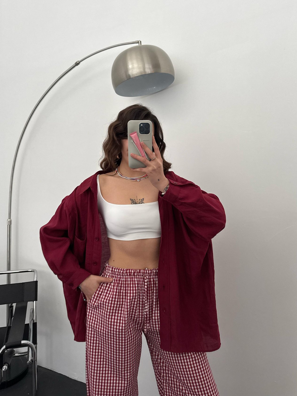 Crisse Bordo Tensel Oversize Gömlek