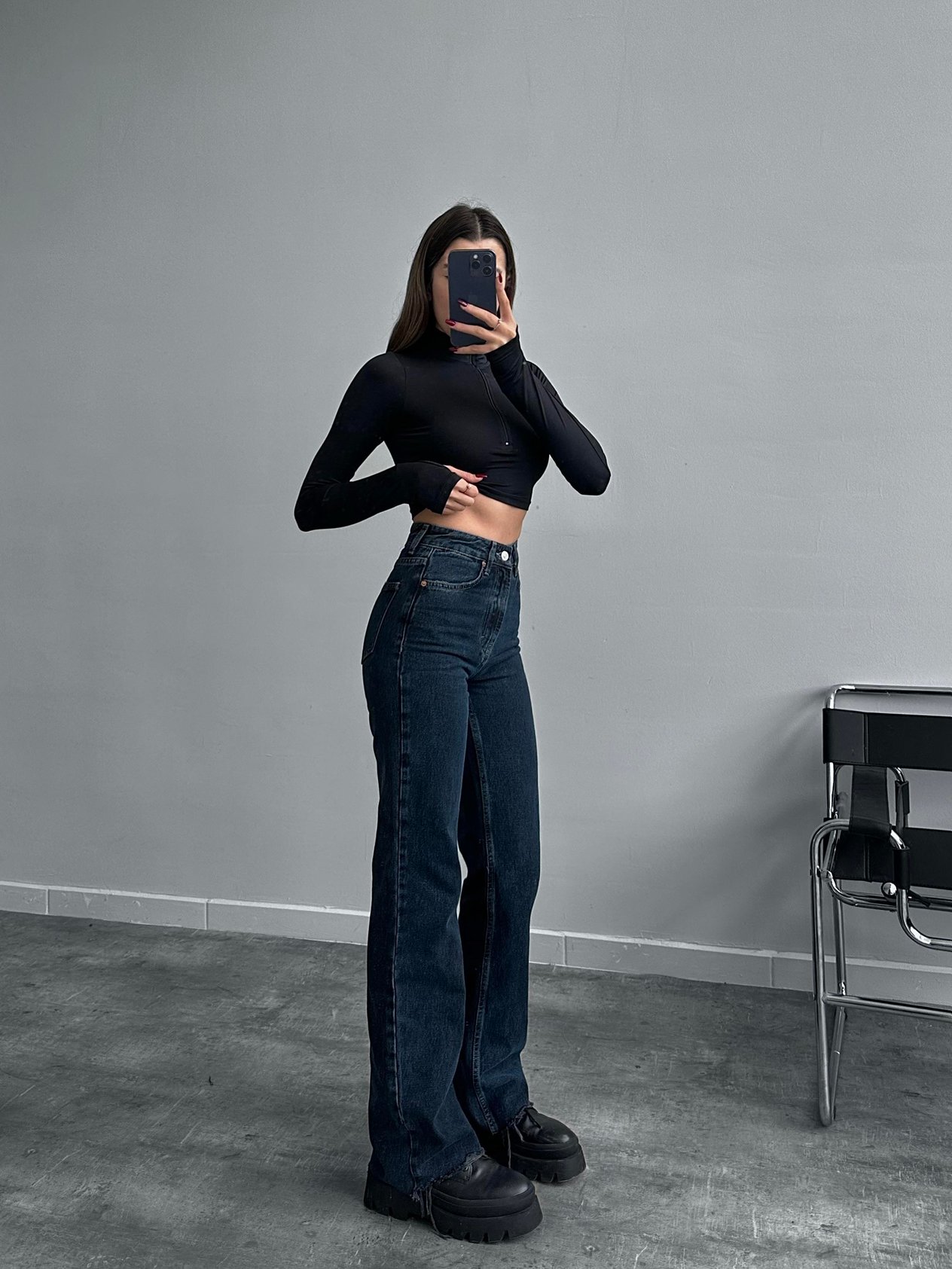 Martes Ultra Yüksek Bel Dark Blue Wide Leg Jean