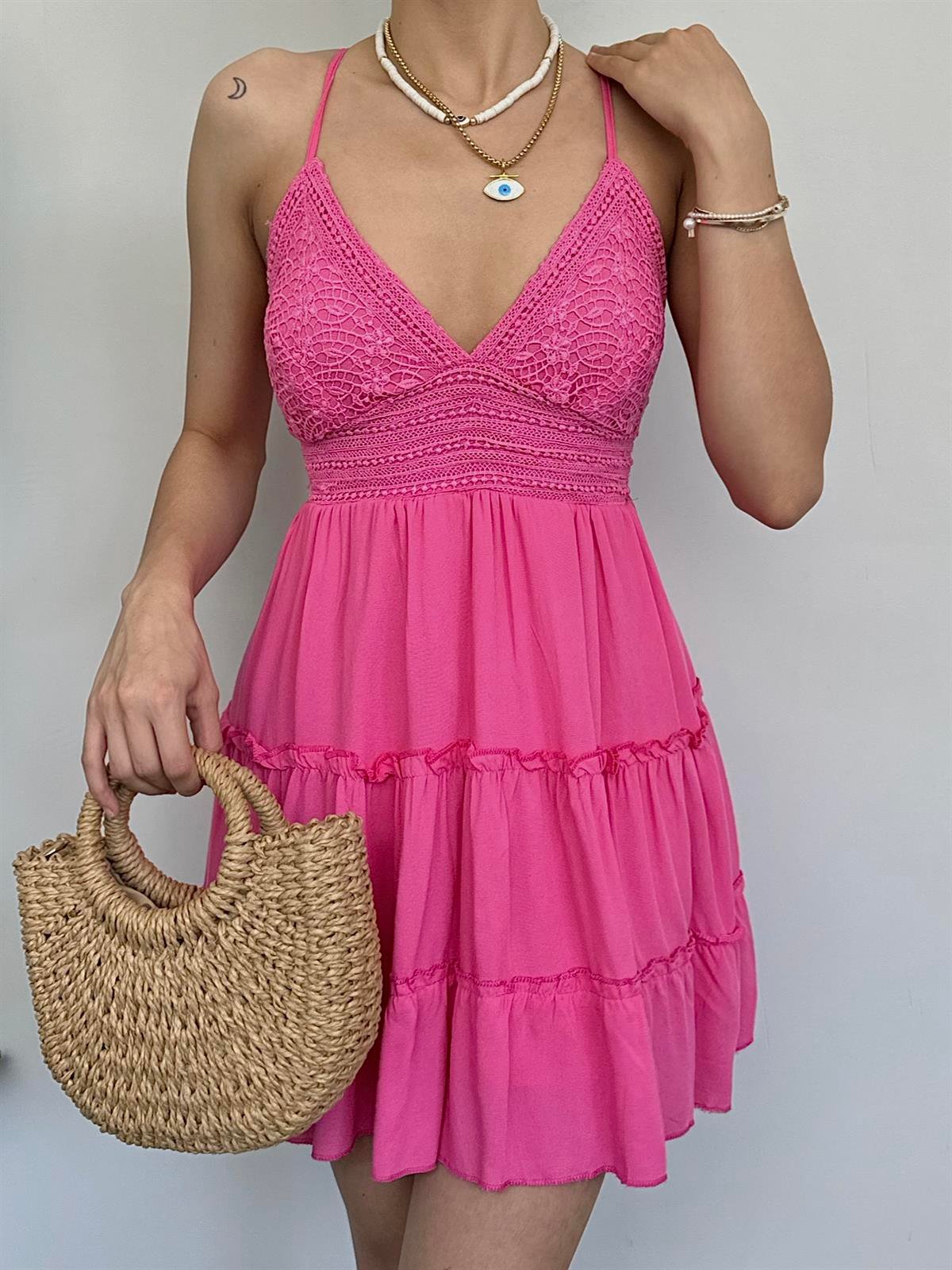 Morgan Toz Pembe Elbise