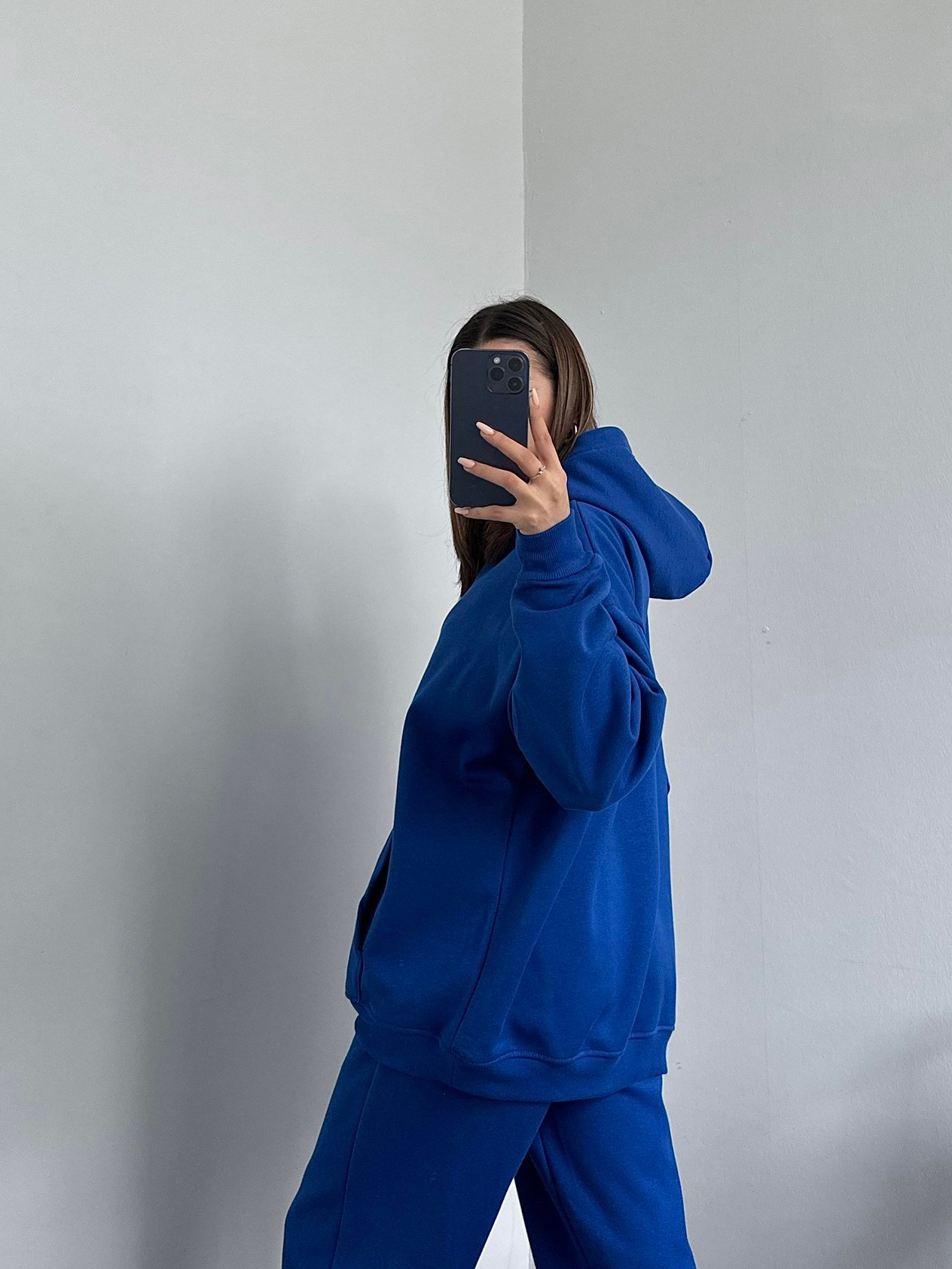 Mov Oversize Saks Mavi Hoodie 