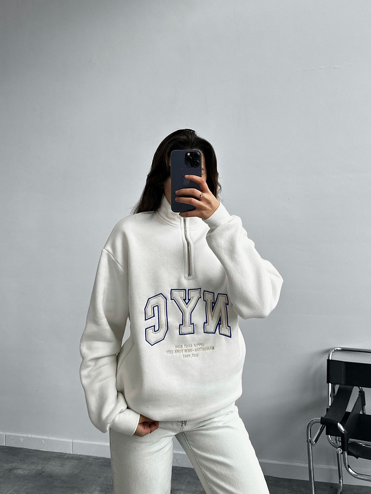 Nyc Beyaz Oversize Sweatshirt