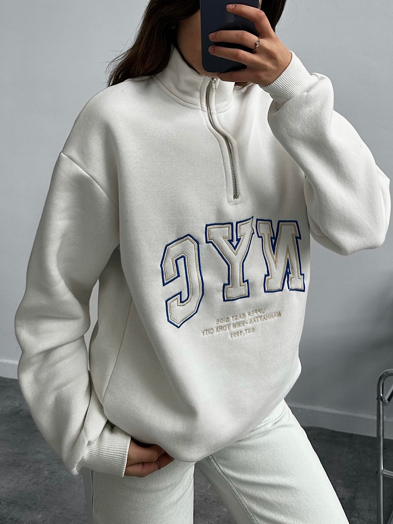 Nyc Beyaz Oversize Sweatshirt