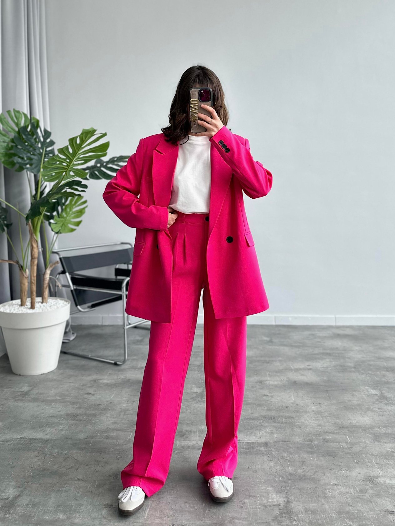 Port Pembe Koton Kumaş Blazer Takım