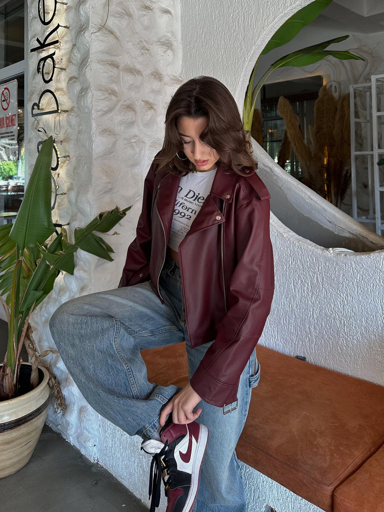 Triana Bordo Deri Ceket