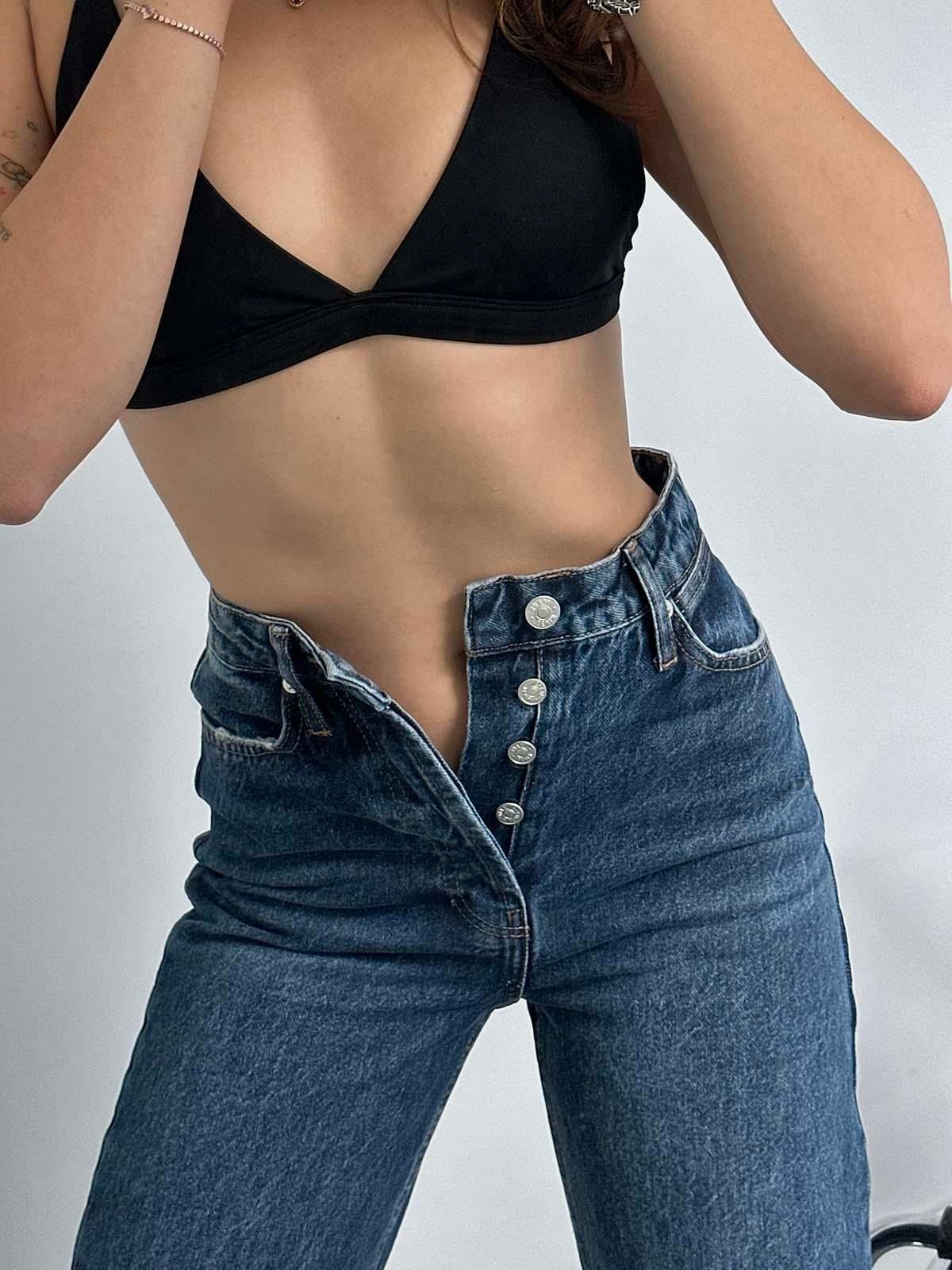 Ultra Yüksek Bel Dark Blue Straight Jean