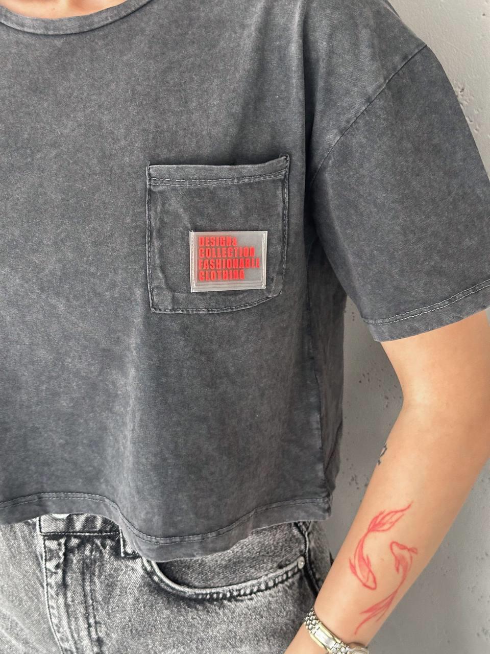 ARMALI YIKAMALI T-SHIRT-1345 - ANTRASİT