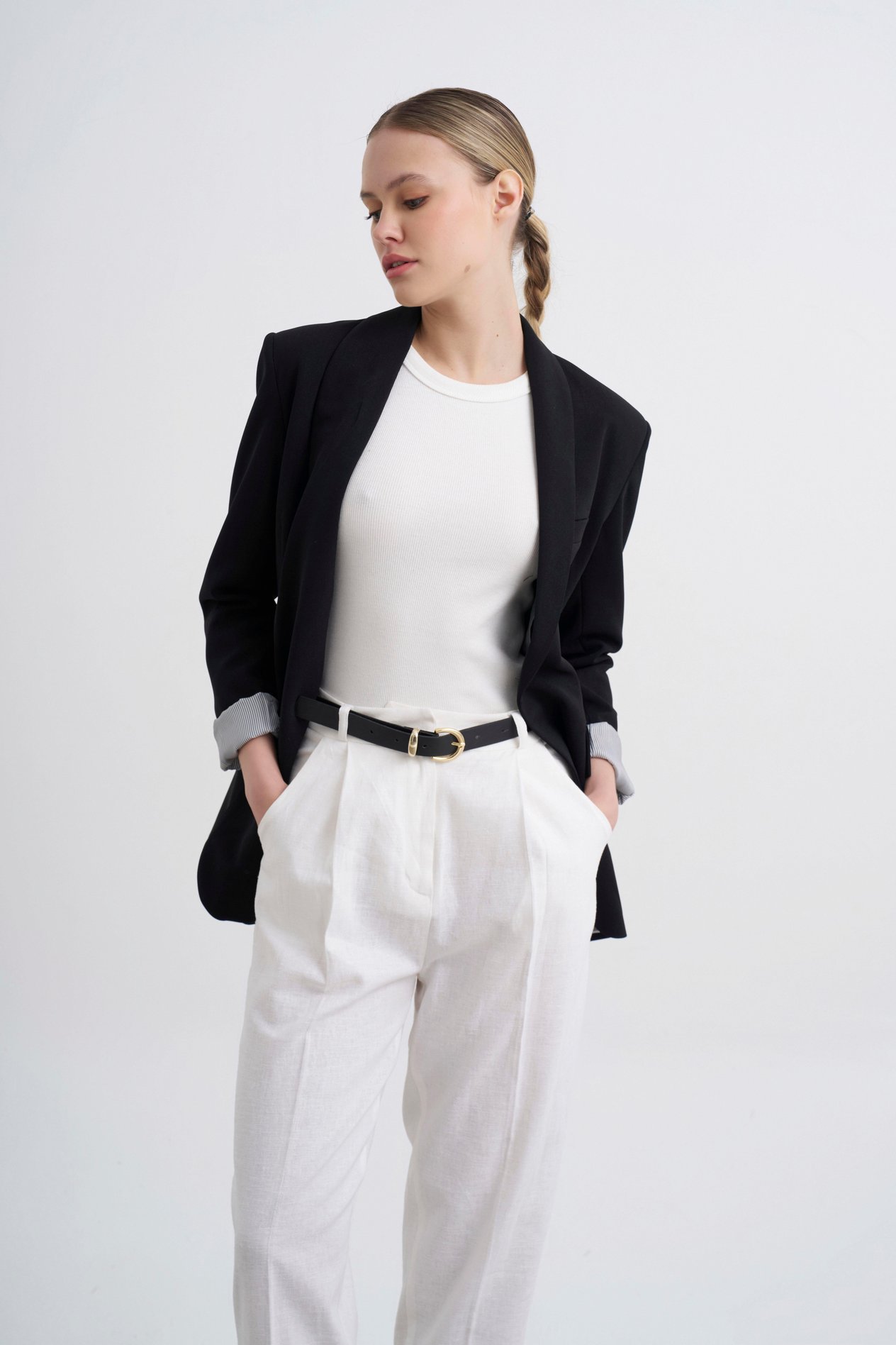 ASTARLI BLAZER CEKET-9440 - SİYAH