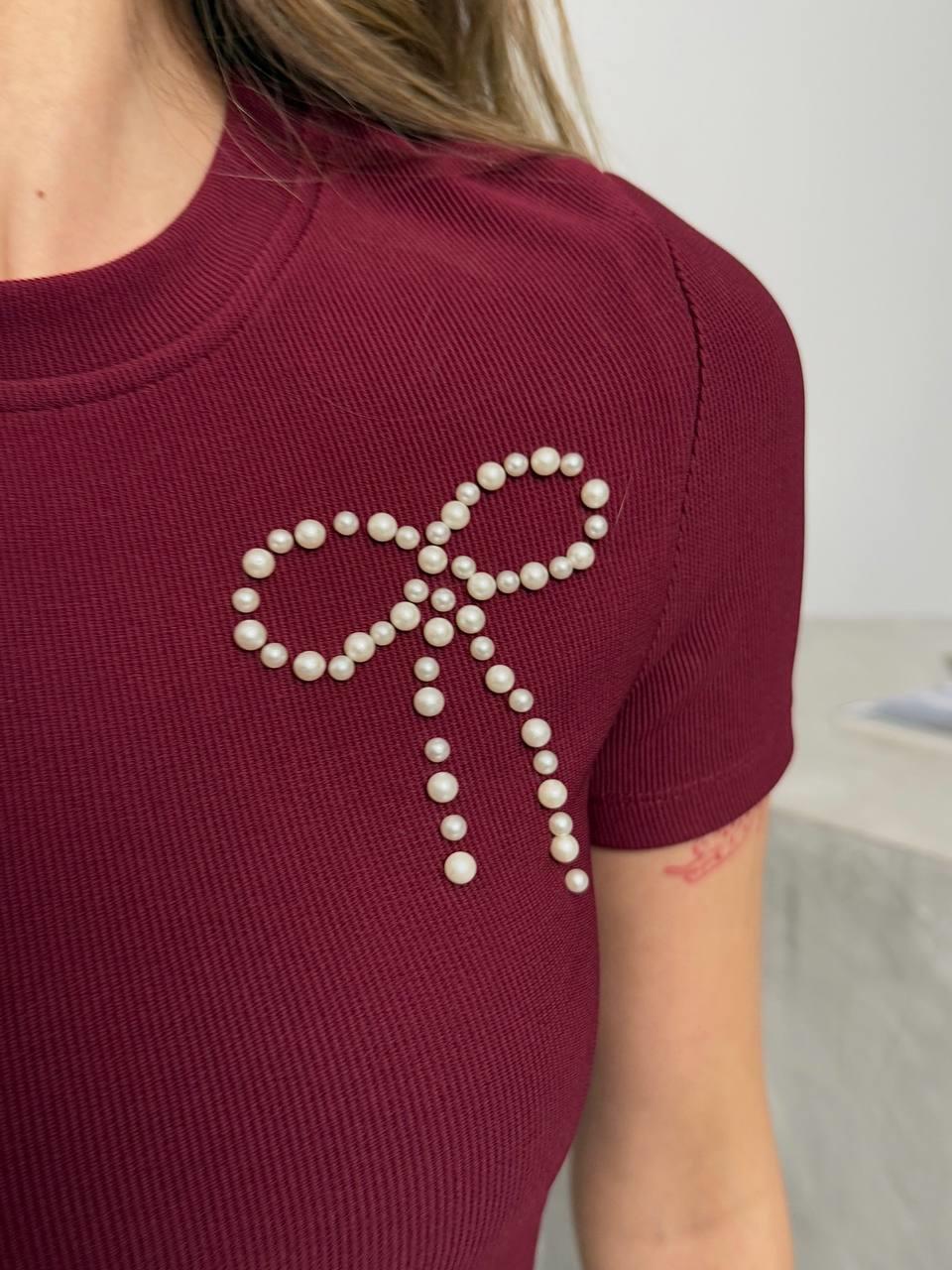 BONCUK KURDELELİ CROP-2409 - BORDO