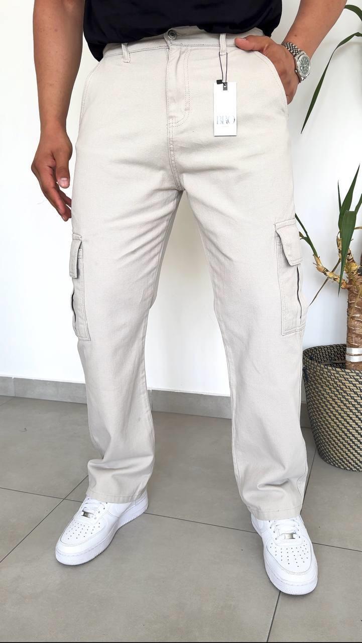 GABARDİN KARGO CEP BAGGY PANTOLON-5000 - TAŞ