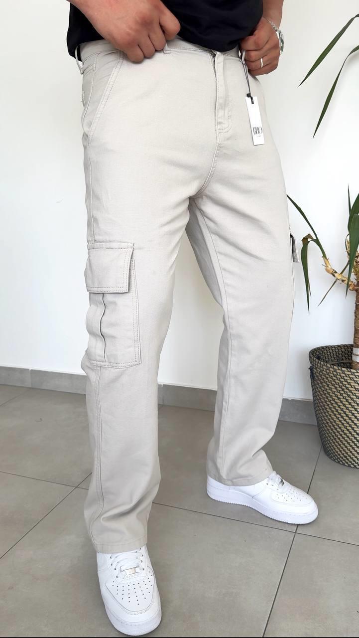 GABARDİN KARGO CEP BAGGY PANTOLON-5000 - TAŞ