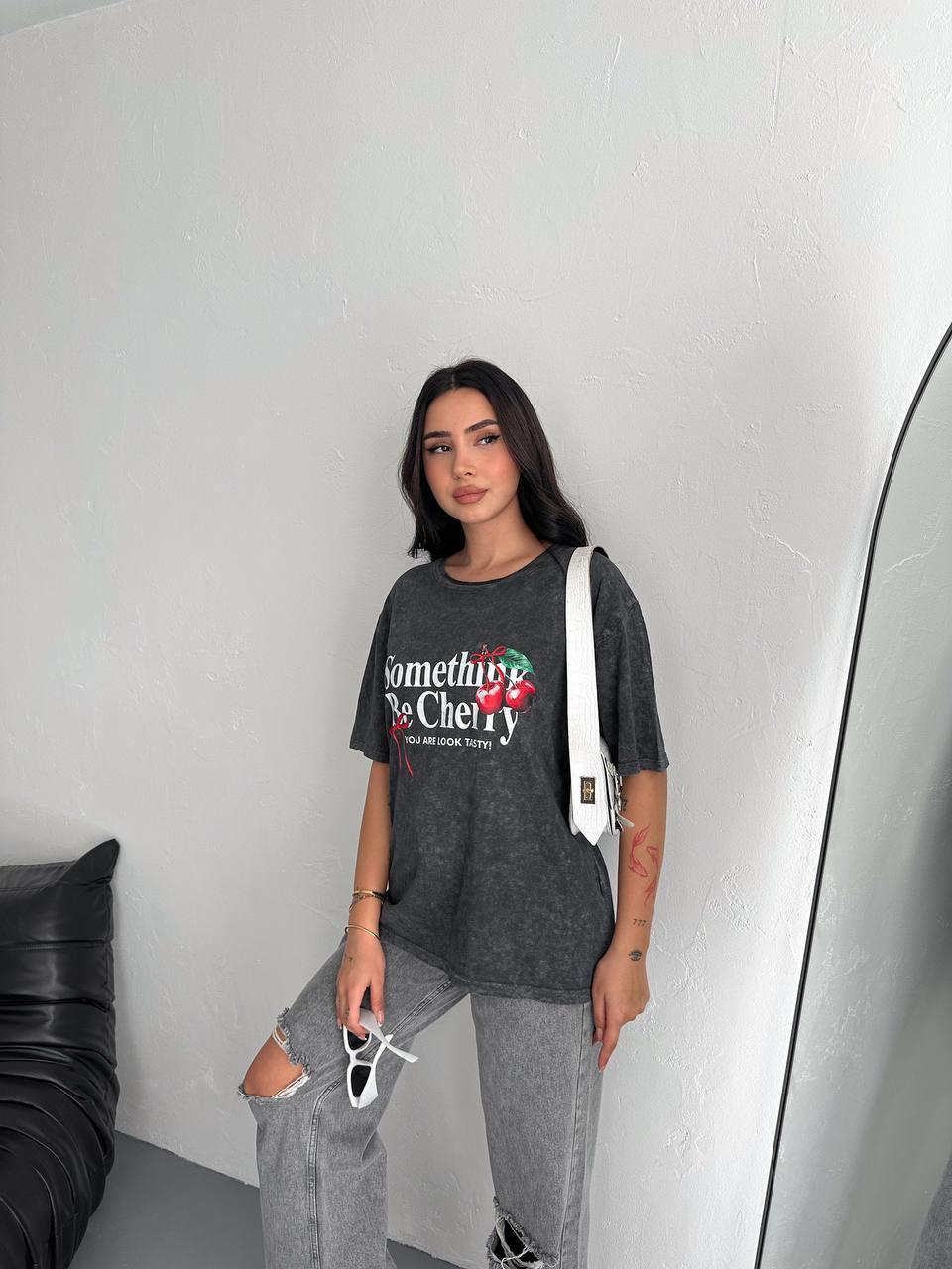 SOMETHING YIKAMALI T-SHIRT-1741 - FÜME