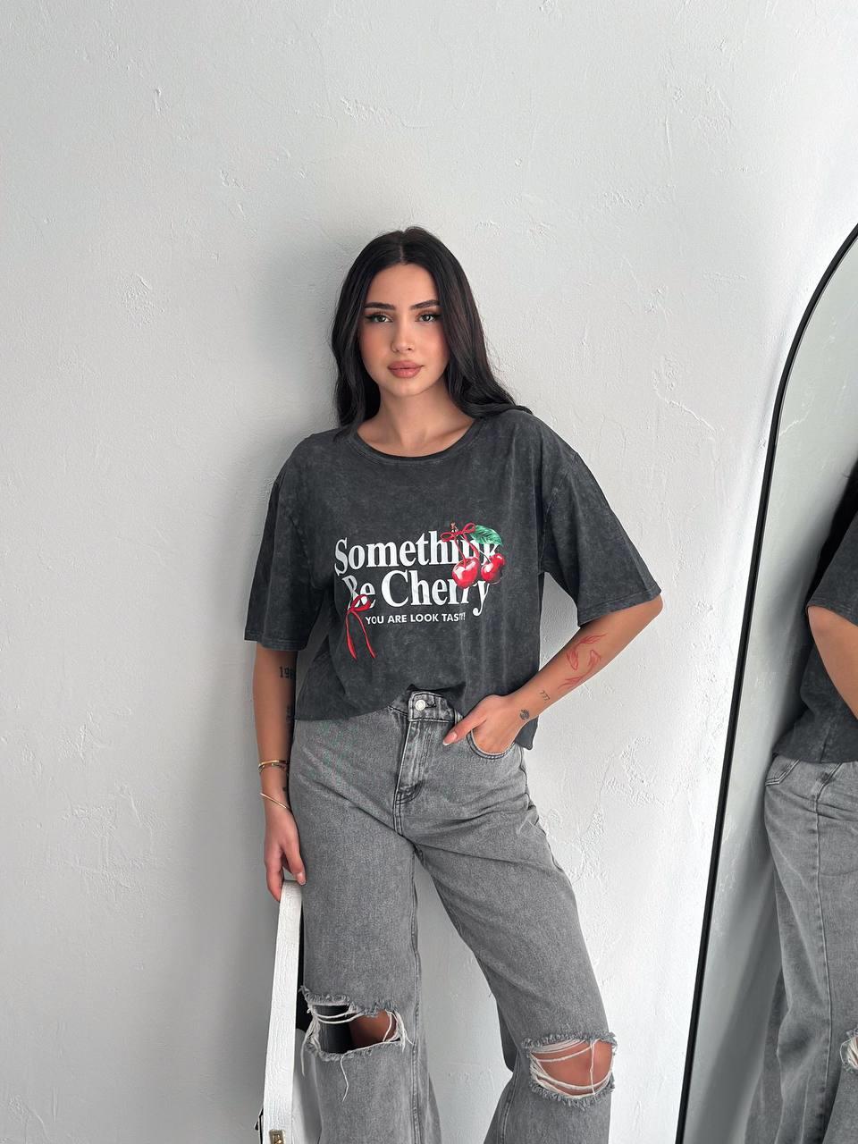 SOMETHING YIKAMALI T-SHIRT-1741 - FÜME