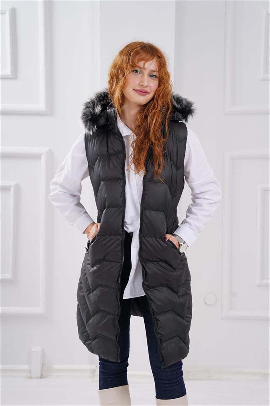 UZUN ŞİŞME YELEK-5166