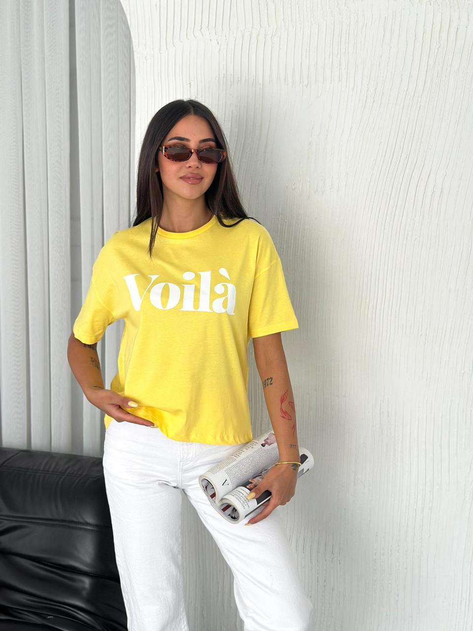 VOİLA BASKILI T-SHIRT-2072 - SARI