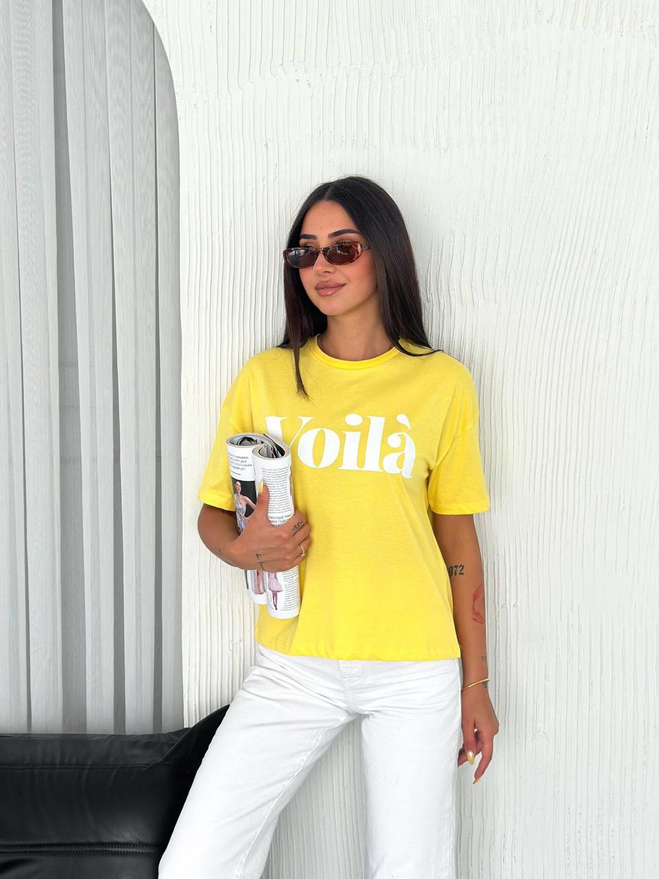 VOİLA BASKILI T-SHIRT-2072 - SARI