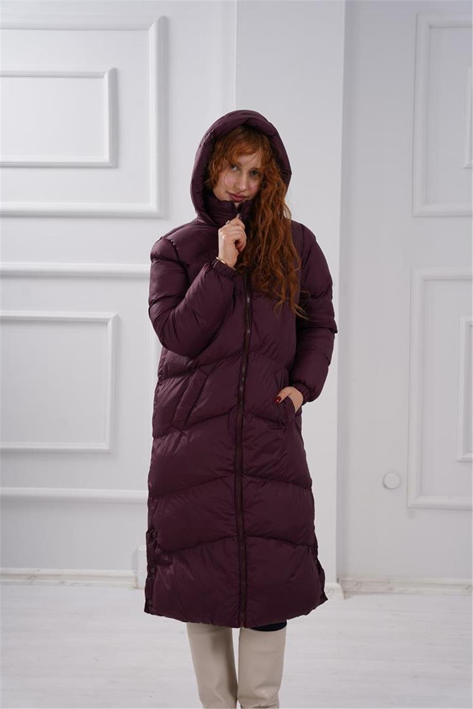 YANLARI ÇITÇITLI UZUN ŞİŞME MONT-3663
