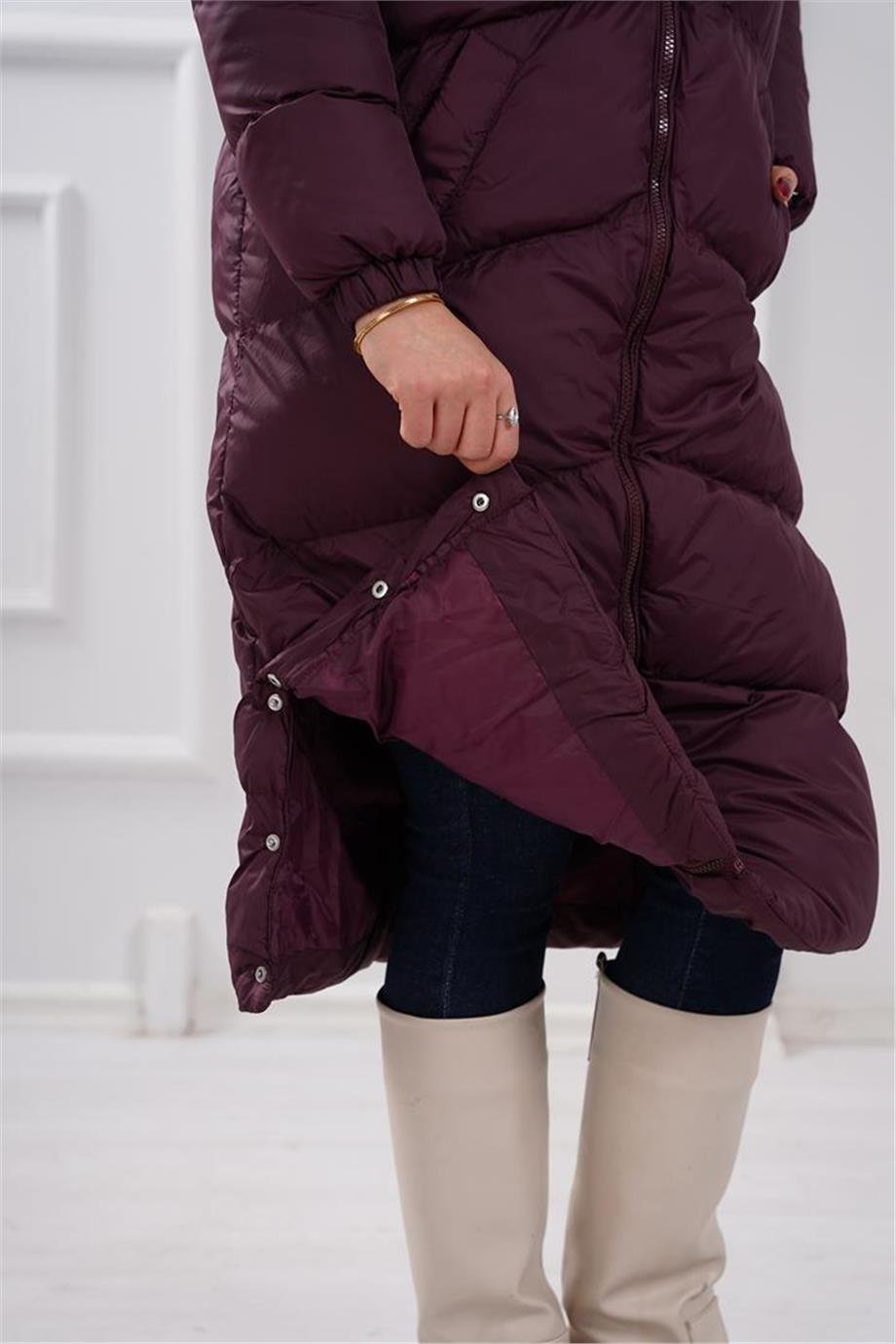 YANLARI ÇITÇITLI UZUN ŞİŞME MONT-3663