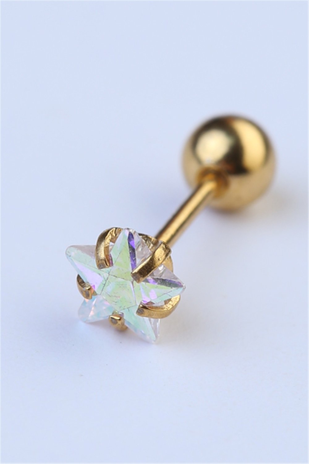 Yıldız Taş Hologram Büyük Boy Gold Piercing
