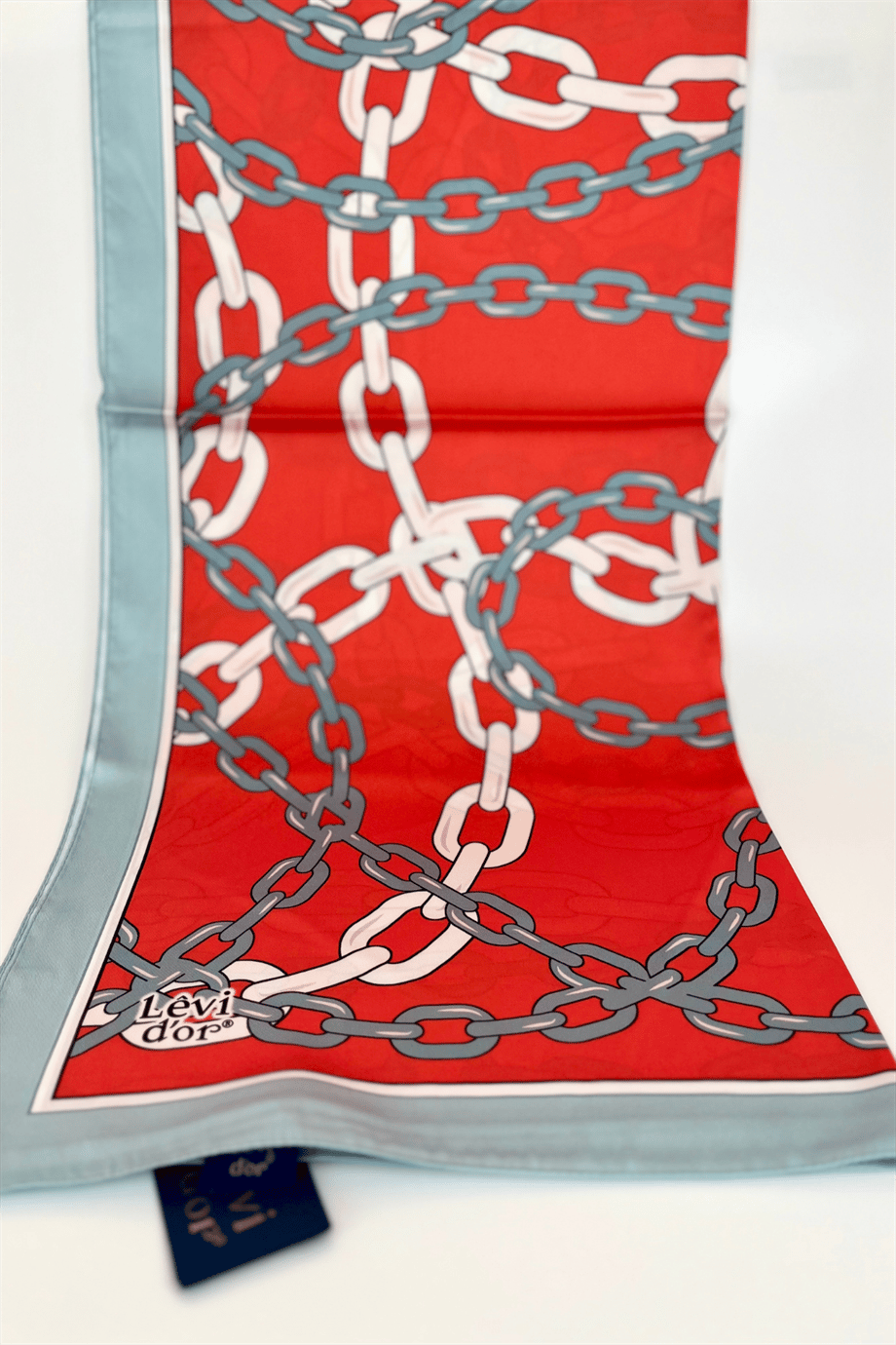 Levidor Zincir Desenli Twill Şal Kırmızı