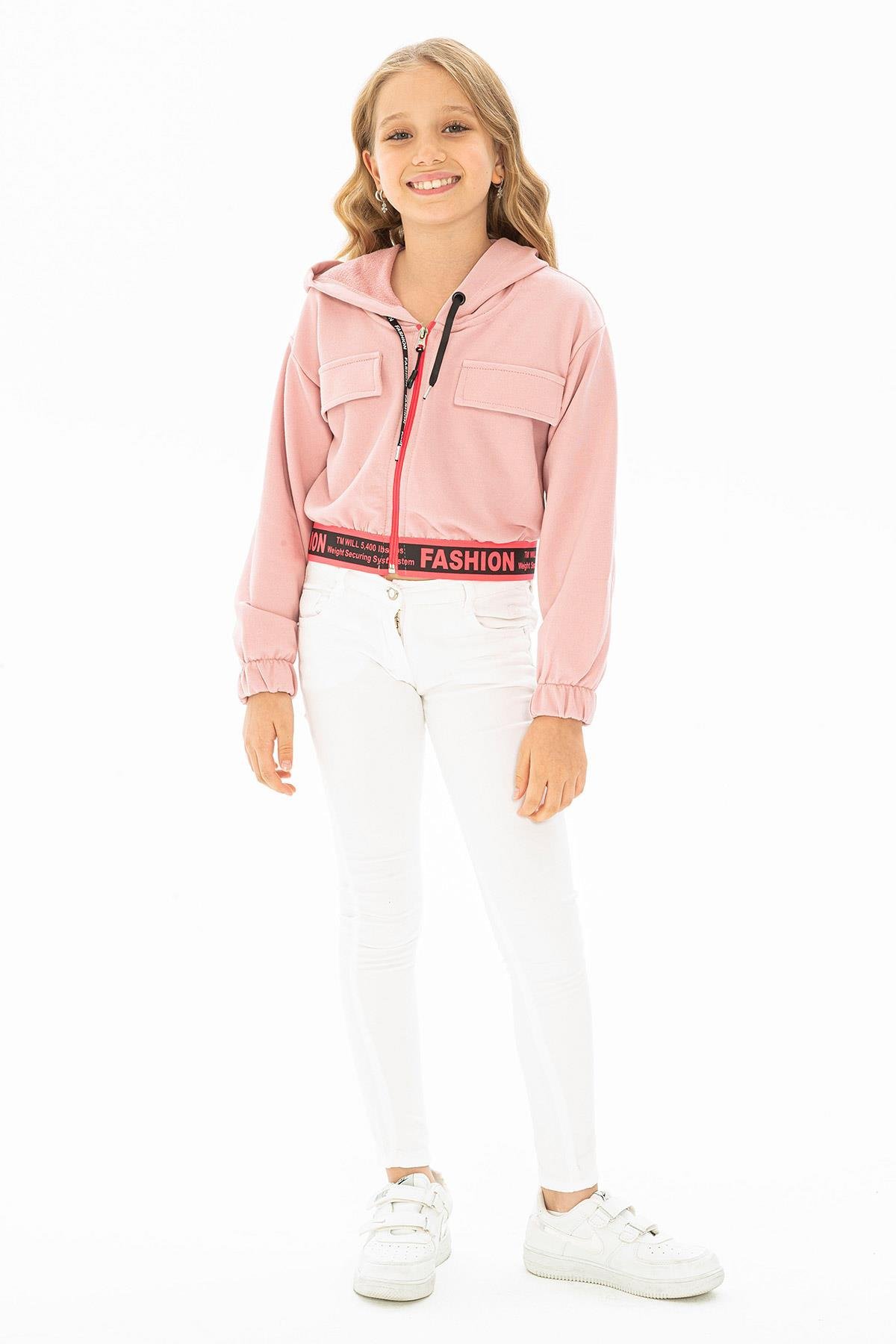 AKKUZU 5067 KIZ 5-9 YAŞ KAPÜŞONLI FASHION BASKILI SWEAT