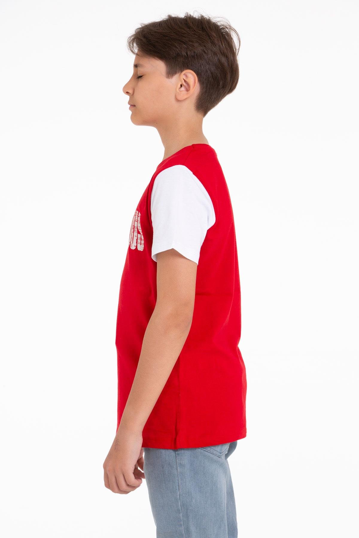 Kısa Kol Kırmızı Renk Erkek Çocuk Tshirt