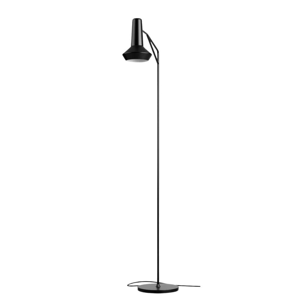 Amis De Jean Okuma Lambası-Ayak in Steel/Shade in Satin Black Lacquered Aluminium/Black Textile Cable/Black Foot-Operated Dimmer