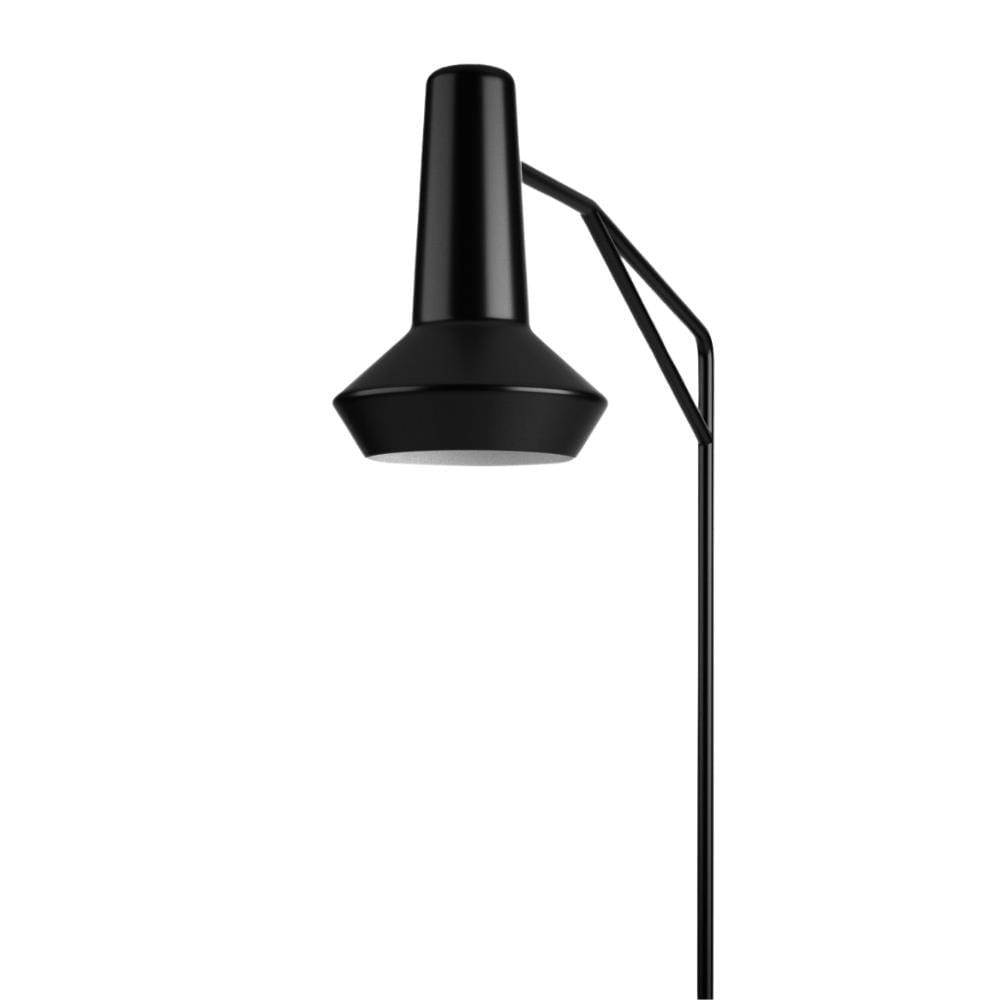 Amis De Jean Okuma Lambası-Ayak in Steel/Shade in Satin Black Lacquered Aluminium/Black Textile Cable/Black Foot-Operated Dimmer