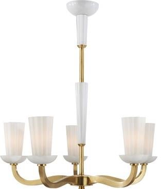 Barbara Barry All Aglow Avize - Soft Brass/Shade: White Glass - 6 x 60 watts Candelabra B – W70 H112 cm