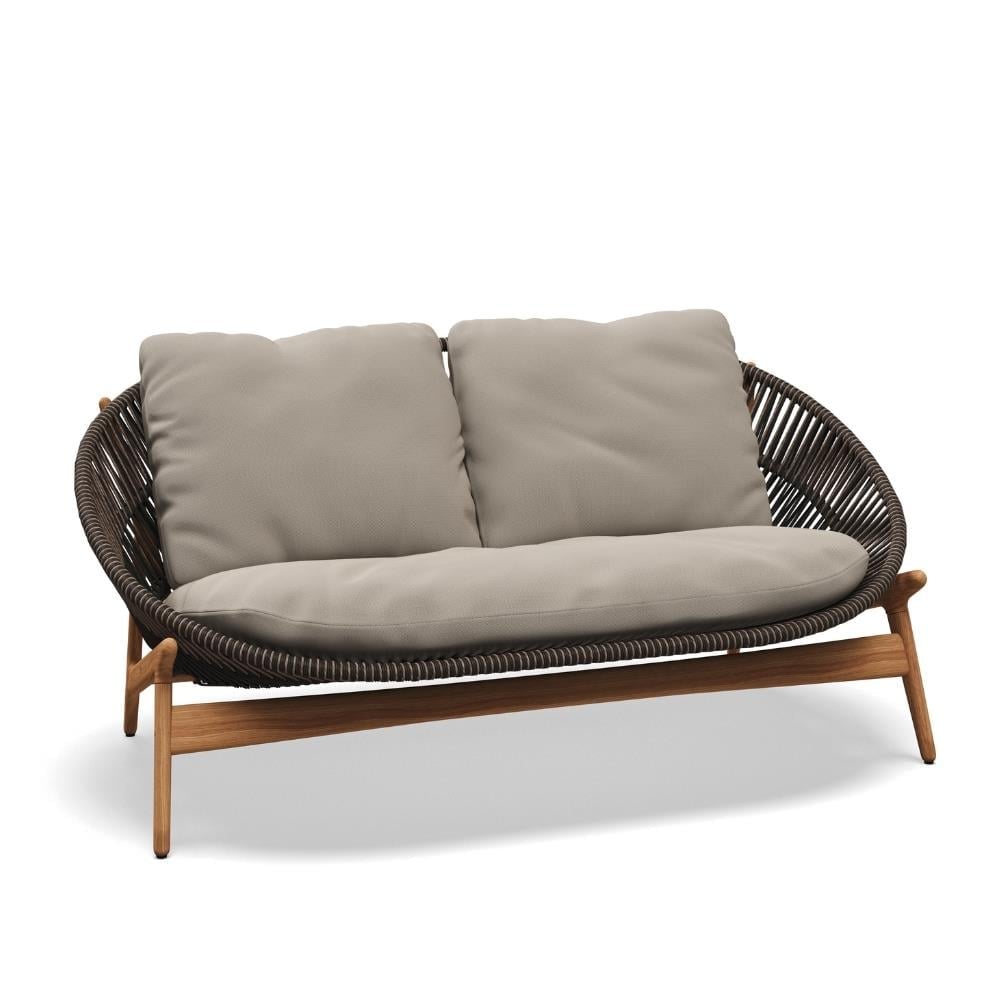 Bora İkili Kanepe-Natural Teak-Umber Wicker-Natural Fife Rainy Grey-(Grade B)