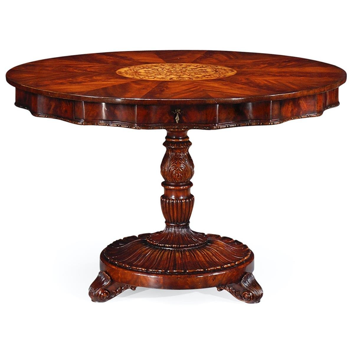 Buckingham Yuvarlak Masa Inlaid-Finish-Mah-02-1 (Medium Antique Mahogany)