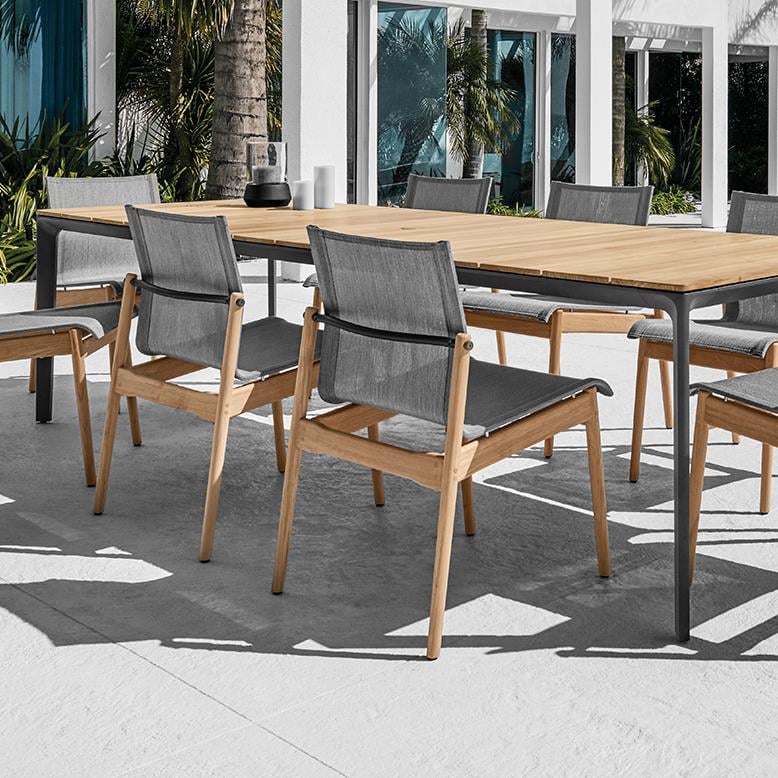 Carver Dikdörtgen Yemek Masası (280 cm)-İskelet Meteor-Tabla Teak