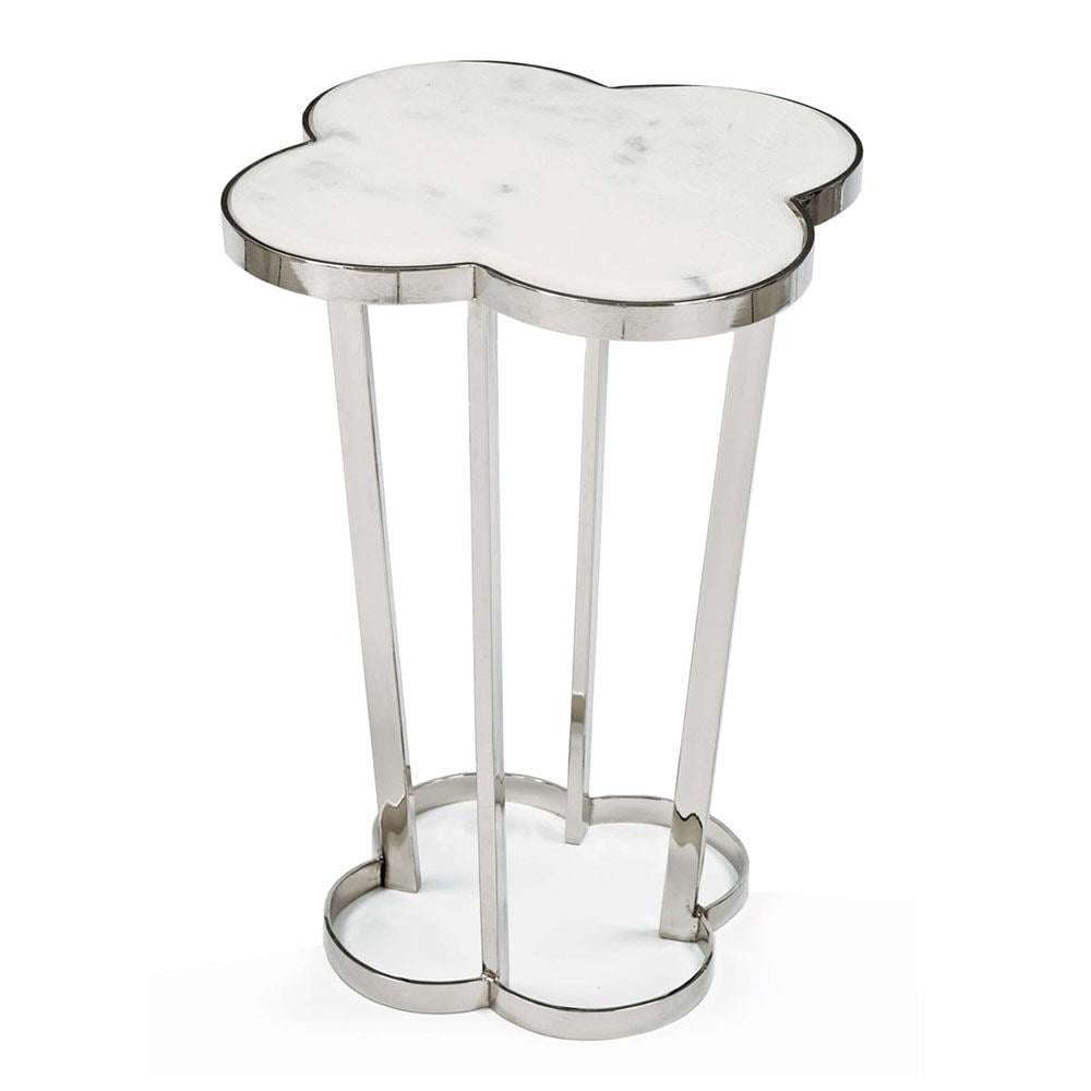 Clover Yan Sehpa - Polished Nickel/Marbel - H 61 W 46 D 46 cm