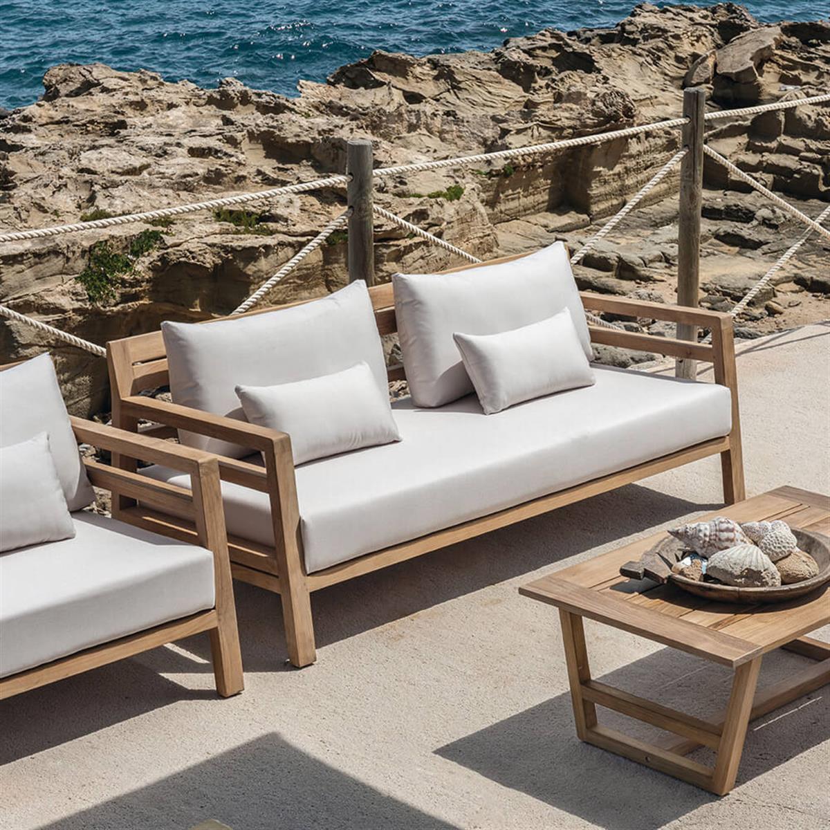 Costes Üçlü Kanepe-Teak-(Sunbrella Minder Dahil)