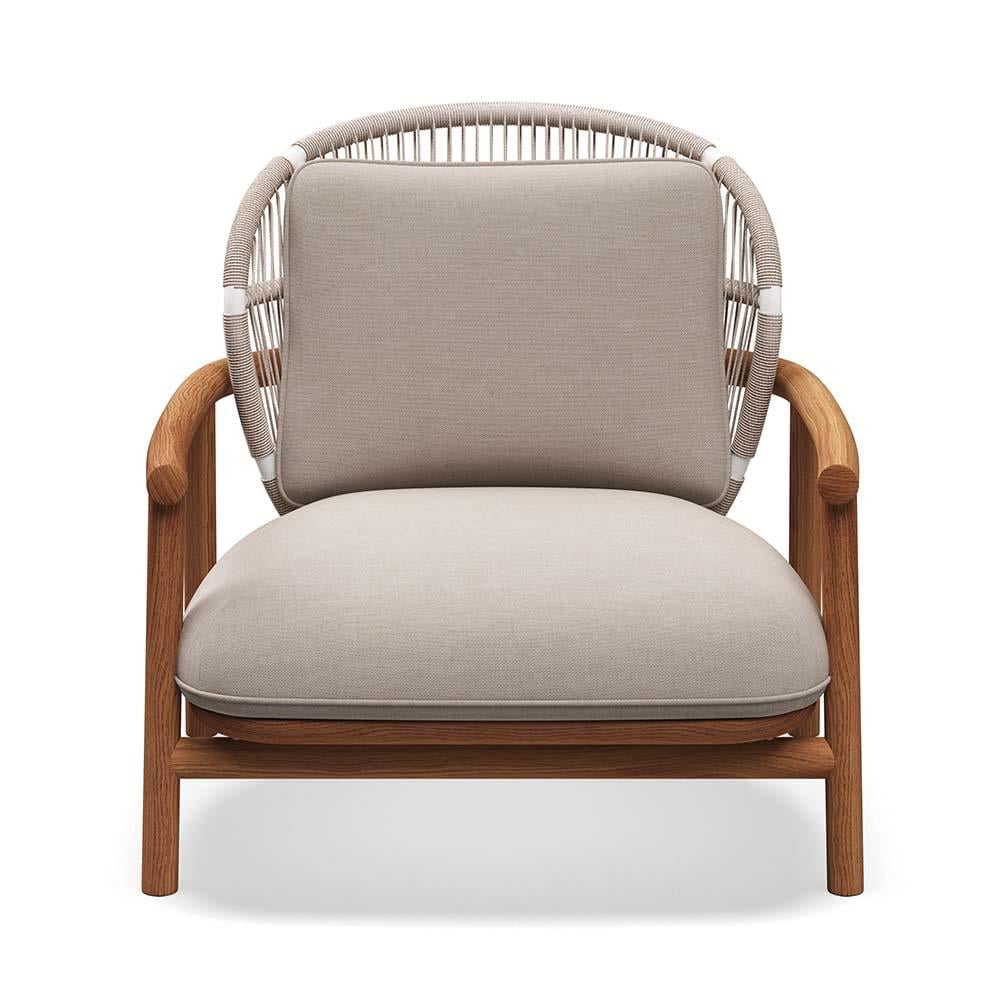 Fern  Alçak Sırtlı Tekli Koltuk-İskelet Natural Teak -White Dune-Kumaş Natural Fife Canvas-(Grade B)