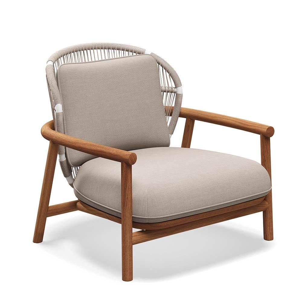 Fern  Alçak Sırtlı Tekli Koltuk-İskelet Natural Teak -White Dune-Kumaş Natural Fife Canvas-(Grade B)